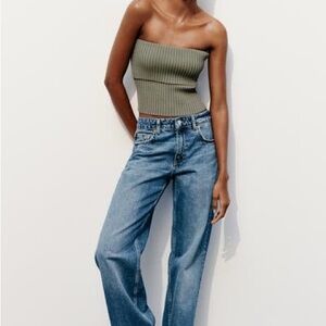 Zara Khaki Knit Bandeau Top